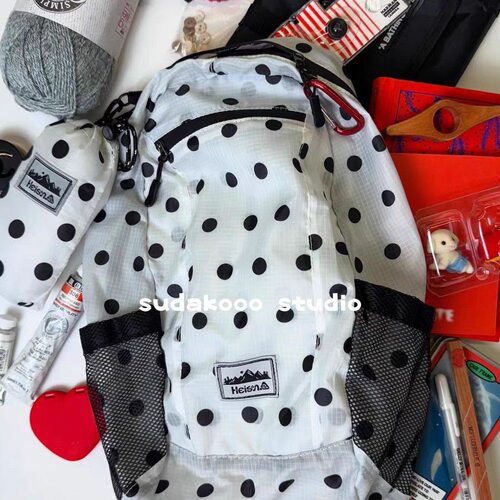 【已定】sudakooo韩国新款 25秋尼龙轻薄圆点韩系双肩包