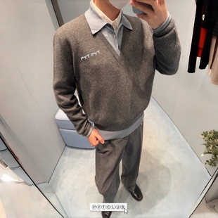 现货 FW25 毛衣男女 Fake2Sweaters假两件套头POLO衫 YOUNGYTKING