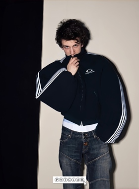 FW25 YOUNGYTKING FiveStripe Jacket蓝绿色摇粒绒外套男女