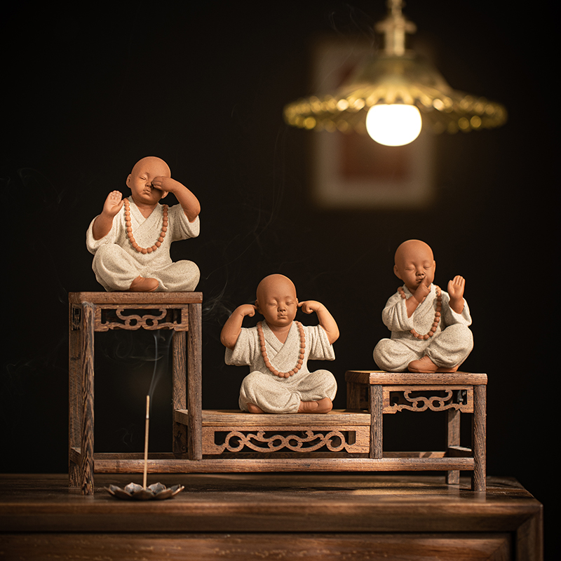 中式茶宠摆件憨匠先生手工精品