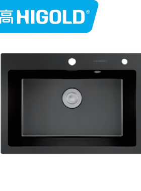 悍高石英石水槽935005厨房大单槽尺寸760X480X200mm白黑色洗菜盆