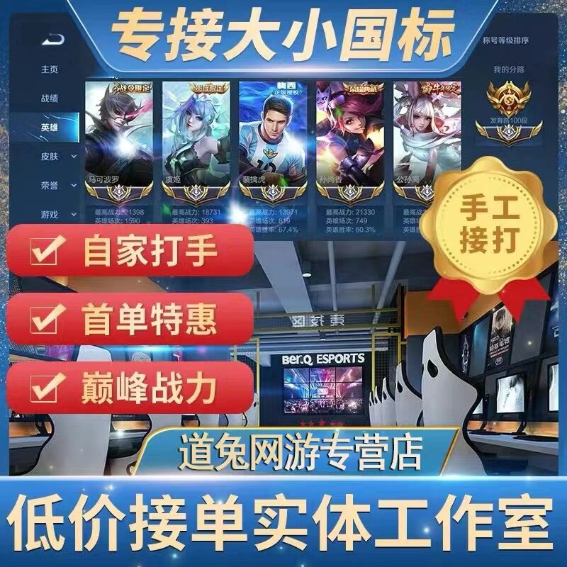 王者送荣耀代练打玩国服小国标省标金标巅峰赛排位刷战力上分魔方_虎窝淘