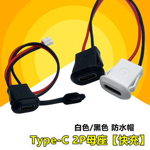 Type-C 2P母座防水帽白色/黑色 typec正反插快充接口 usb3.1母座