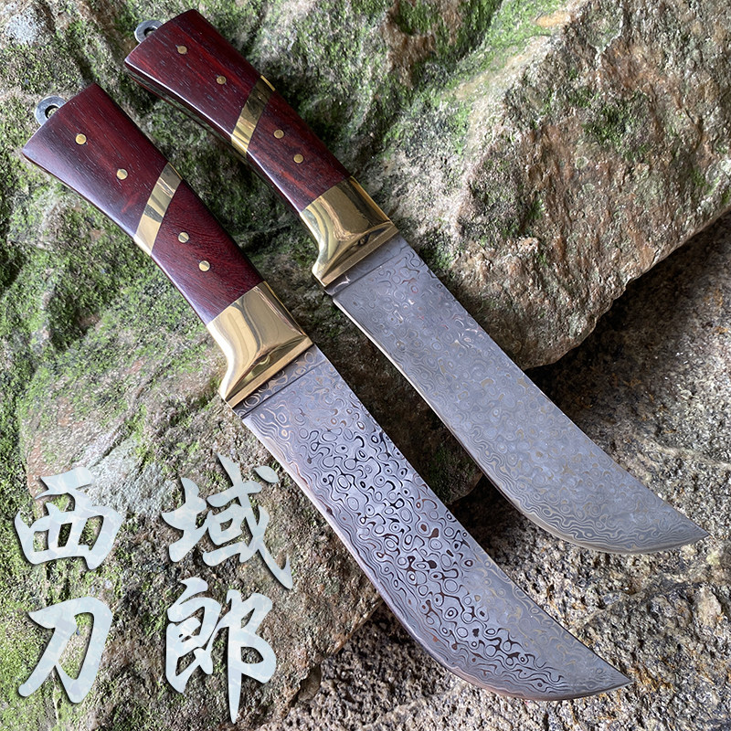 手工锻打大马士革钢高硬度直刀