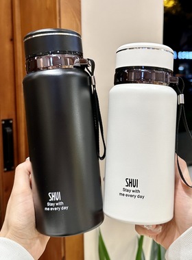 保温杯男款大容量2025新款女高颜值便携茶杯不锈钢带茶漏学生水杯