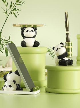 成都熊猫文创纪念品桌面摆件办公室好物手机架伴手礼中国风礼物