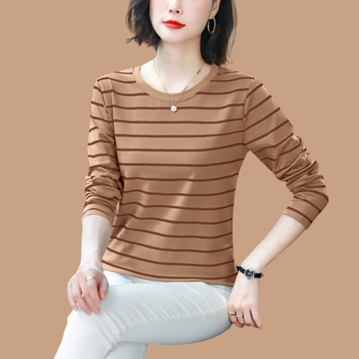 2025新款纯棉长袖t恤妈妈上衣