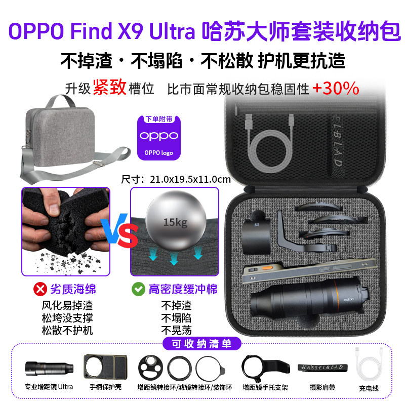 适用于OPPO Find X9 Ultra 哈苏大地探索家大师套装收纳包 摄影手柄增距镜肩带滤镜配件便携防摔收纳盒影像