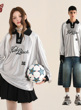 KBLC24AW【姚琛同款】美式缎面polo领足球长袖秋冬情侣新款球衣