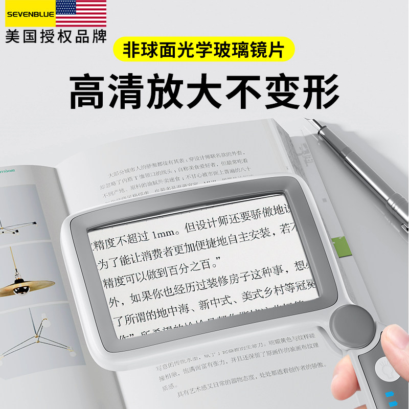 放大镜老人阅读高清正品折叠手持方形高倍助视器儿童看书读书用老