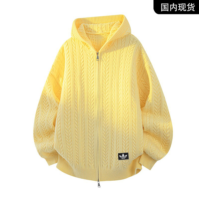 官方奥特莱斯】品牌折扣 连帽针织开衫毛衣男女秋冬简约休闲外套