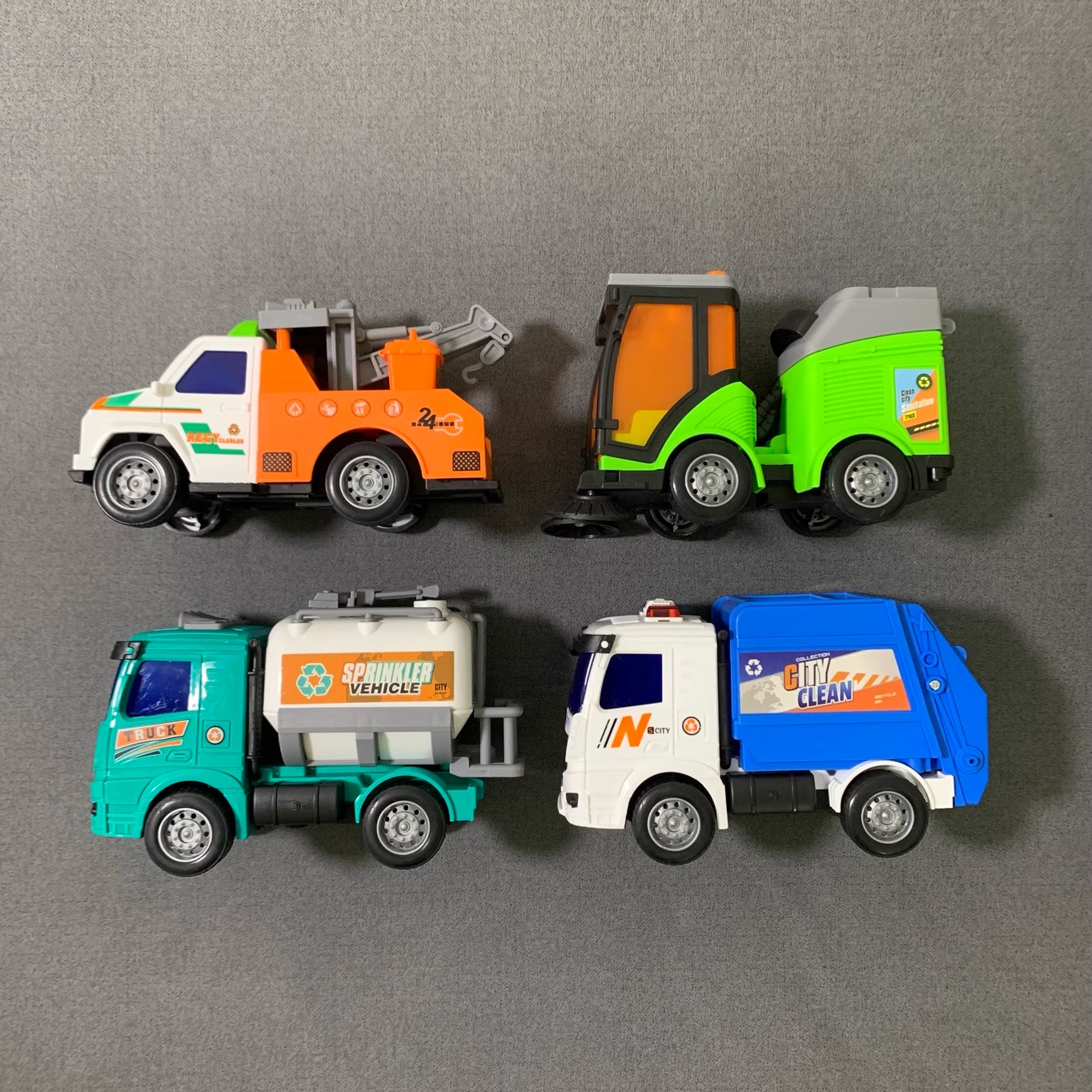 城市环卫垃圾车儿童洒水车救援拖车男孩仿真玩具工程车套装1一3岁