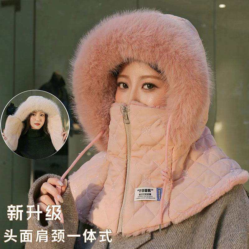 冬季女骑行加绒防风雷锋帽