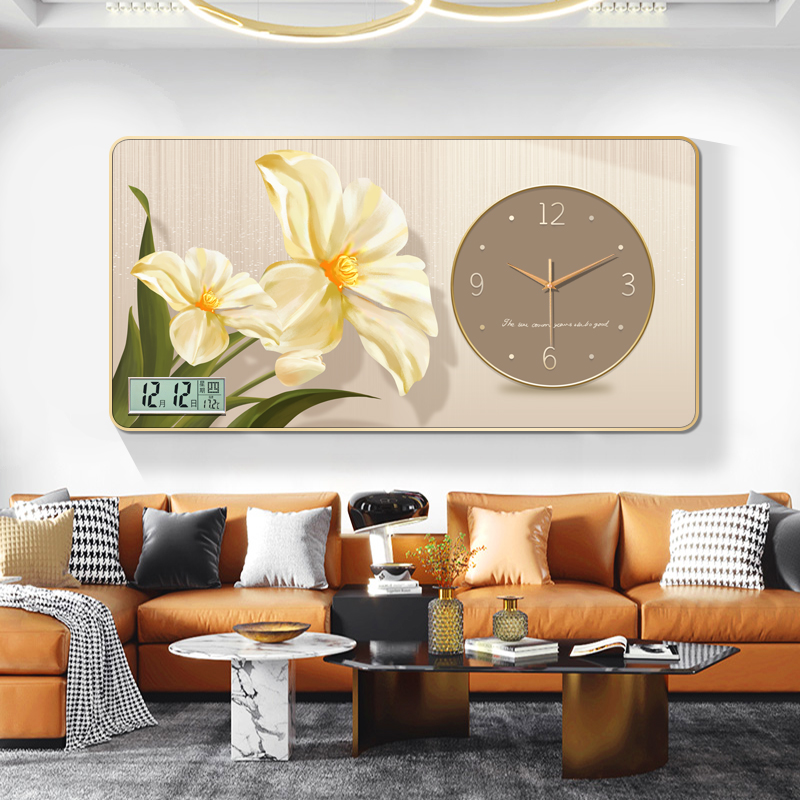 轻奢装饰画静音创意现代挂钟客厅