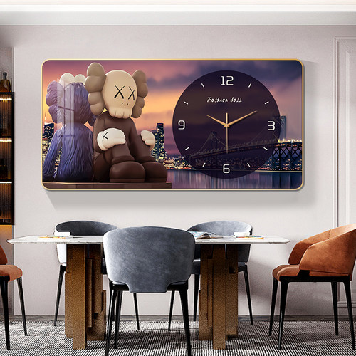 潮流挂钟公仔客厅餐厅装饰画时钟