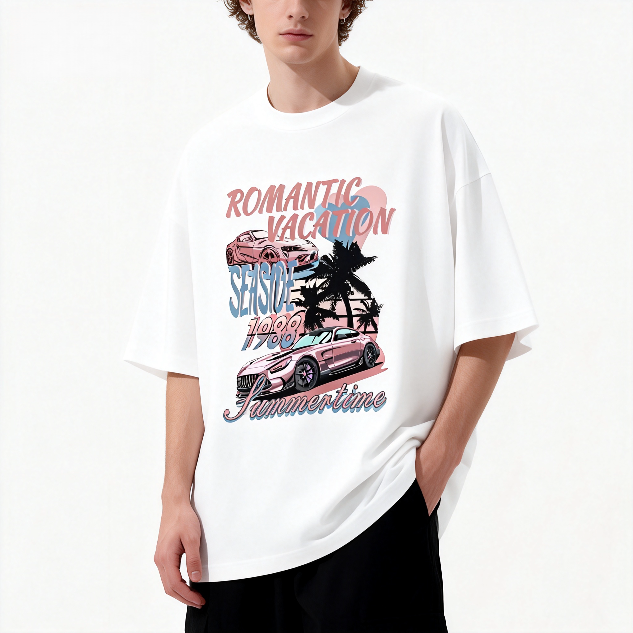 重磅纯棉美式潮牌原创印花短袖T恤男女时尚宽松ins夏季百搭上衣服