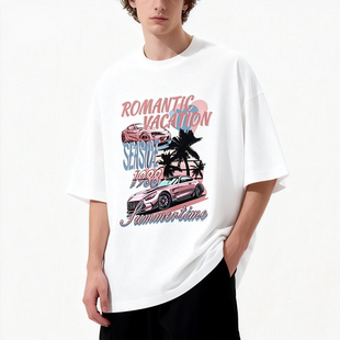 重磅纯棉美式潮牌原创印花短袖T恤男女时尚宽松ins夏季百搭上衣服