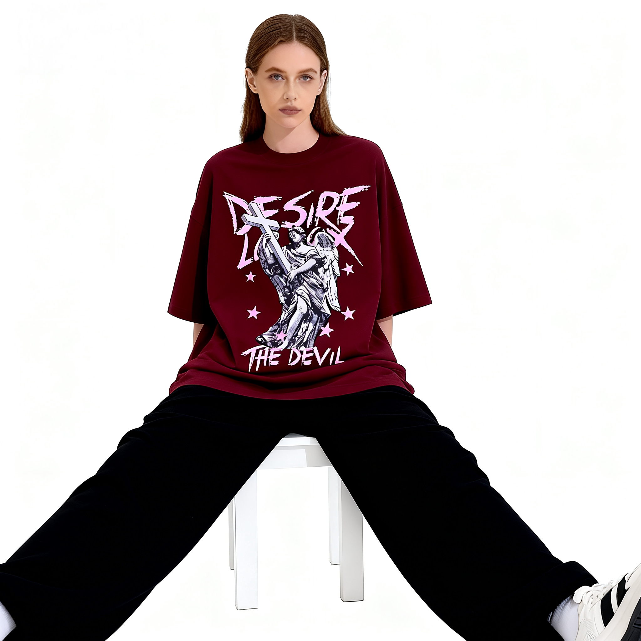 重磅纯棉230克美式古着潮流短袖T恤情侣休闲夏季ins宽松上衣男女