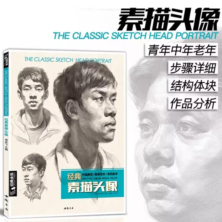 素描头像书籍人物结构五官画临摹高艺联考到位超群中国央美院美术范本于萍照片对比功夫绝敲对门砖定制教程材 经典全集 杨建飞