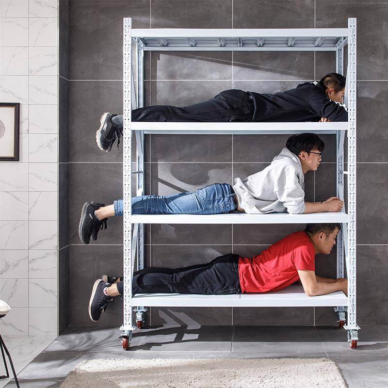 带轮子移动货架轻中型仓储货架家用服装置物架可拆卸钢制置物架