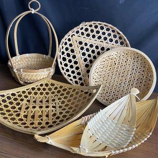 迷你竹编篮刺身装饰小竹篮子日式点心篮菜品摆盘装饰竹制品
