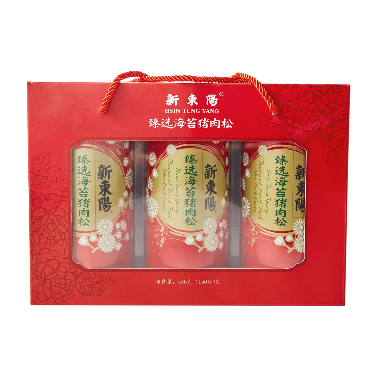 新东阳不添加豆粉海苔猪肉松150g*3罐礼盒装美味早餐拌饭寿司烘焙