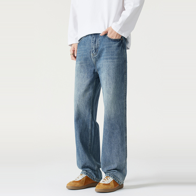 Kuvine美式高街闪电纹牛仔裤男款