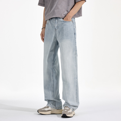Kuvine宽松直筒cleanfit牛仔裤男