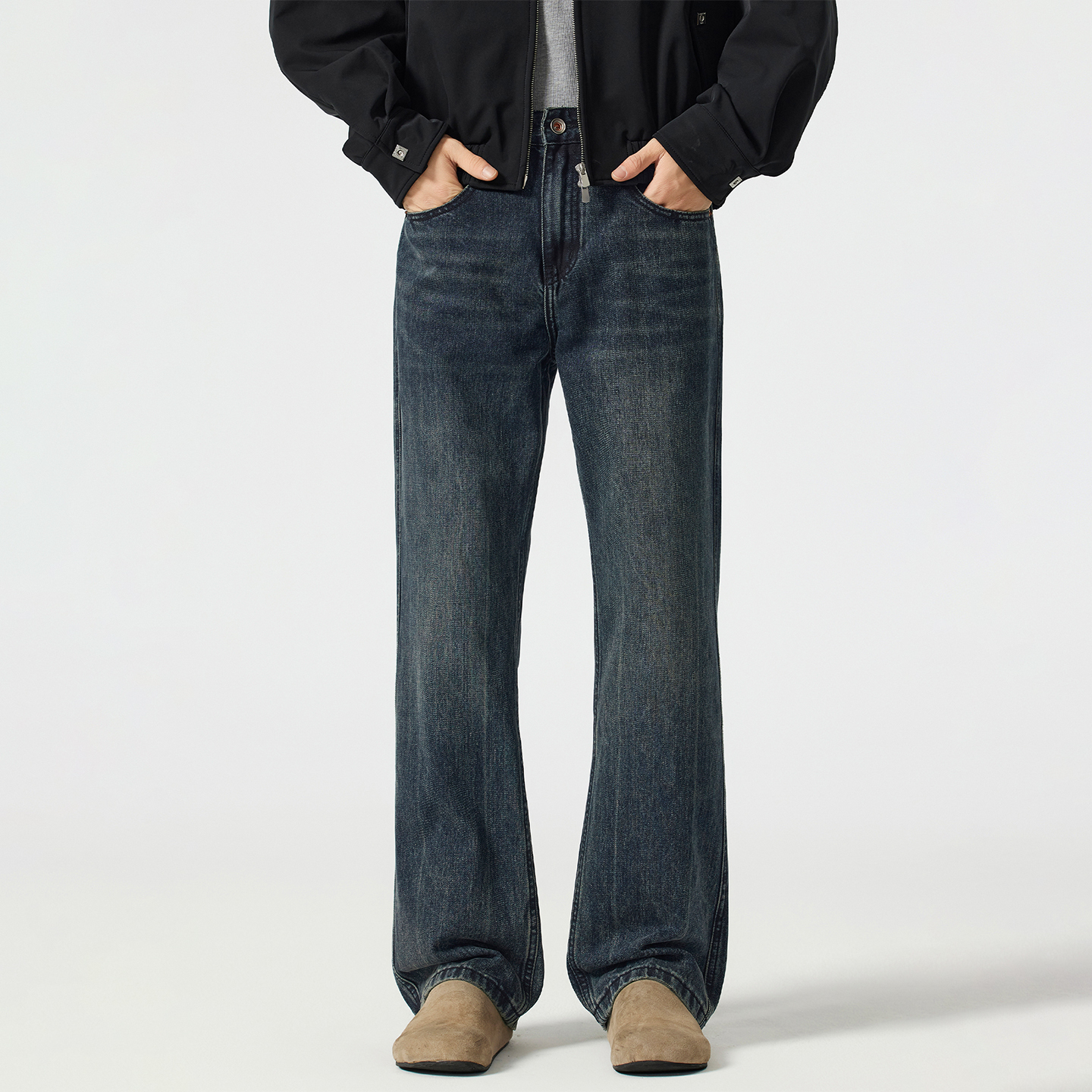 Kuvine美式微喇牛仔裤男