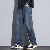 宽松阔腿加绒牛仔裤 男款 美式 Kuvine秋冬款 高街复古直筒休闲长裤 子