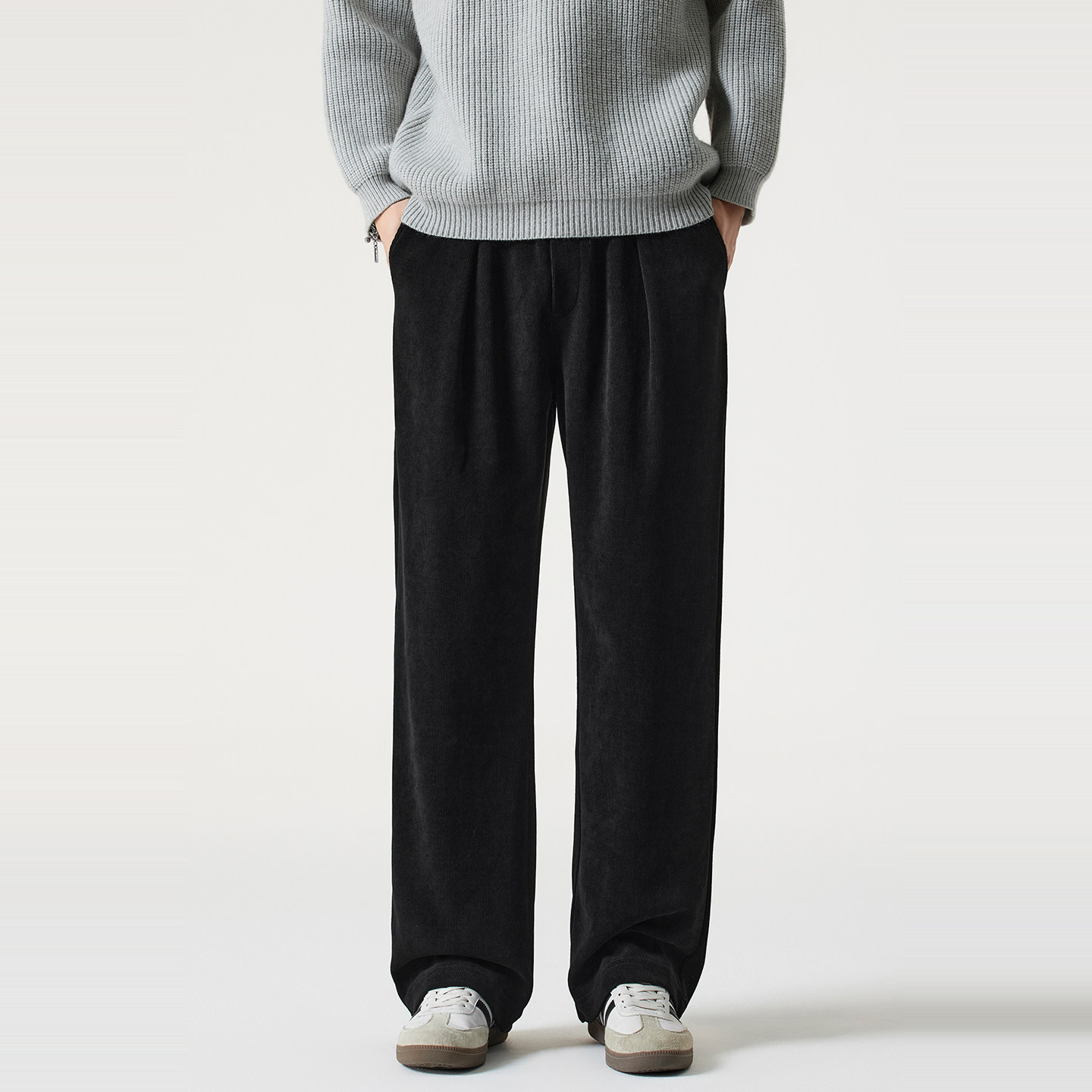 Kuvine2025直筒宽松大码阔腿抽绳休闲针织运动裤秋冬款灯芯绒卫裤,男装,休闲裤,淘宝优惠券,粉丝福利购,淘宝优惠卷