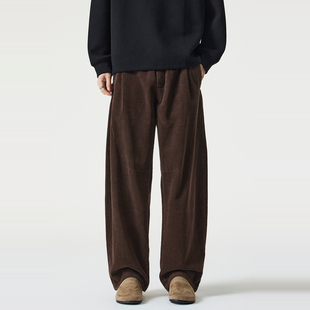 宽松直筒慵懒风灯芯绒弯刀长裤 男秋冬季 复古vibe休闲裤 Kuvine美式