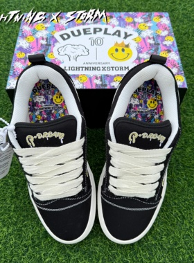 LIGHTNINGXSTORM闪电板鞋男款2025新款秋冬百搭黑色鞋子美式高街