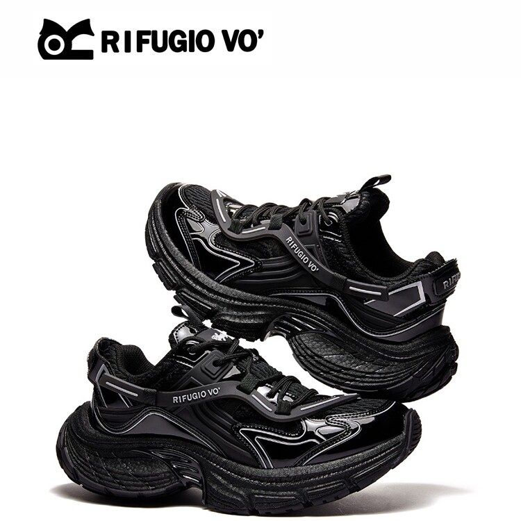 Rifugio Vo'伍嘉成同款老爹鞋2026爆款新款黑色女鞋子复古运动鞋