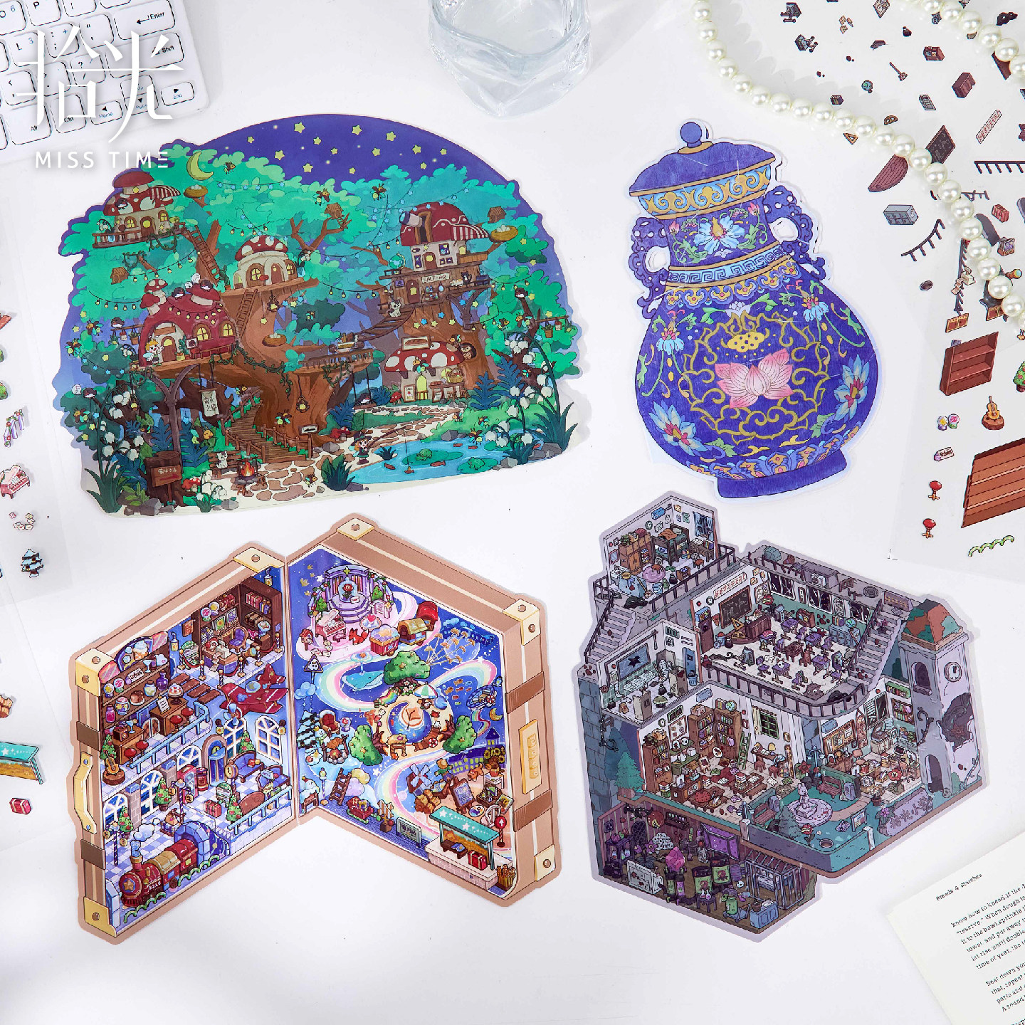 拾光3D立体造景贴纸微景观INS风桌面装饰高颜值PET贴纸创意生