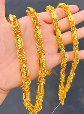 黄金项链男幻彩布纹龙霸气龙骨颈链9999足金包银5D工艺大金链子