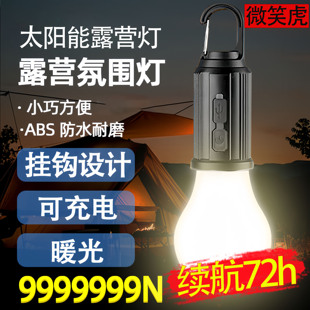 2025新款 太阳能露营灯充电复古野营灯LED钨丝帐篷灯应急球泡灯
