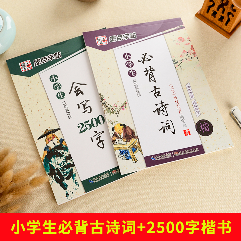 字帖楷书小学儿童必背古诗文+会写2500常用字作文素材练字小学生字帖楷书练字本语文课本阅读理解专项训练古诗词铅笔钢笔临摹字帖