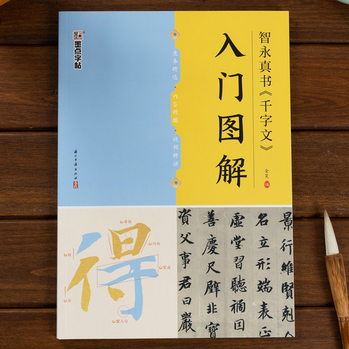 智永真书千字文入门图解 毛笔碑帖单字放大视频教程笔法教学草书毛笔书法临摹字帖初学者楷书入门基础训练初学者