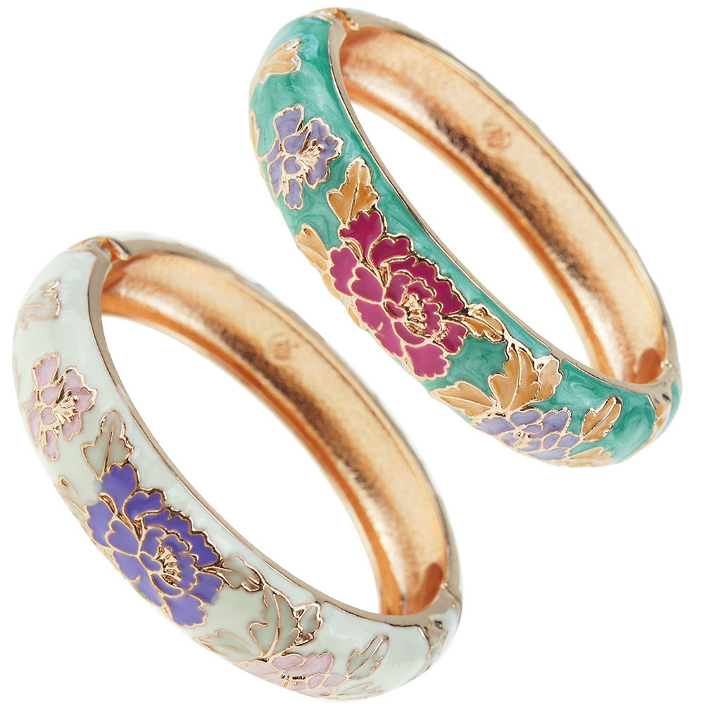 戴丽景泰蓝手镯女民族风富贵牡丹花手镯珐琅开口镯子z113c