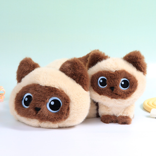 正版40CM趴姿暹罗猫玩偶毛绒玩具挂件儿童桌伴娃娃礼物女生