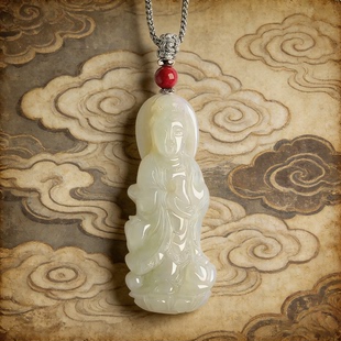 正品和田玉观音吊坠男士属马本命年护身符挂件玉石玉坠玉佩项链女