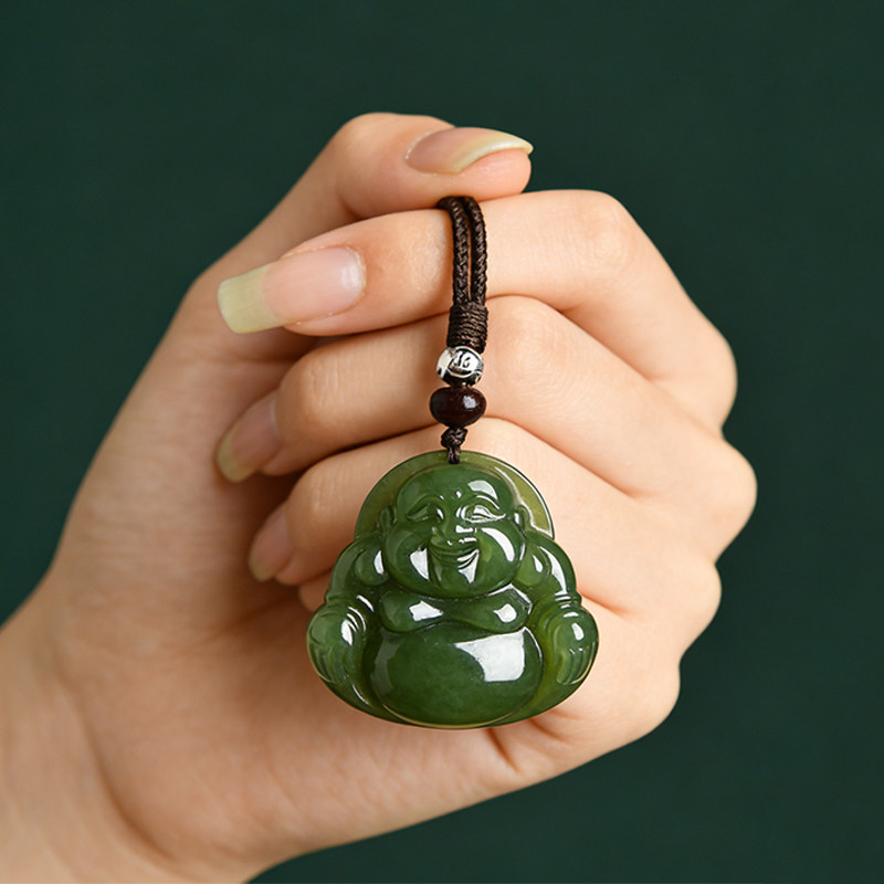 天然保真和田玉弥勒佛吊坠本命年青玉佛公护身符挂件玉石玉坠项链