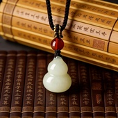 天然和田玉葫芦吊坠属马本命年护身符挂件玉石玉坠玉佩项链女礼物
