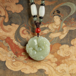 正品天然和田玉双面貔貅吊坠男女款属马本命年护身符挂件玉石玉坠