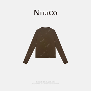 NILICO陈媚 气质设计感柔软舒适裁剪显瘦百搭T恤 原生T
