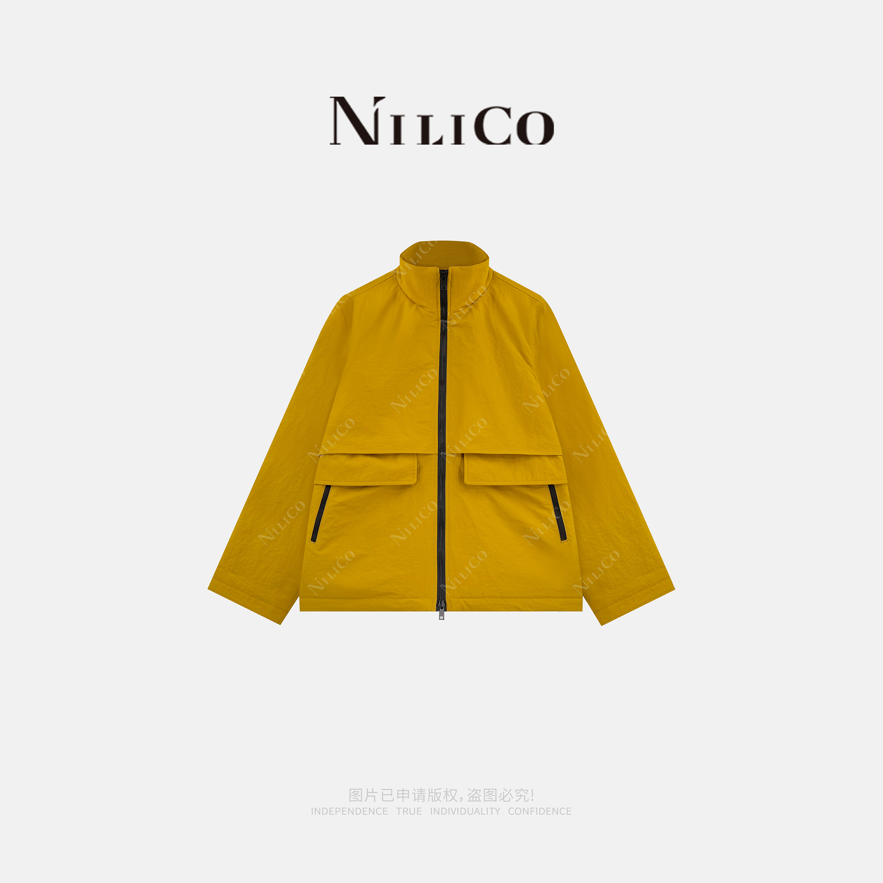 NILICO陈媚【黛雨】老钱风立体拼接显瘦可抽绳加厚防风棉服外套