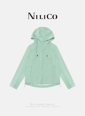NILICO【薄荷云感】短款廓形连帽软壳衣内磨毛防风户外徒步冲锋衣