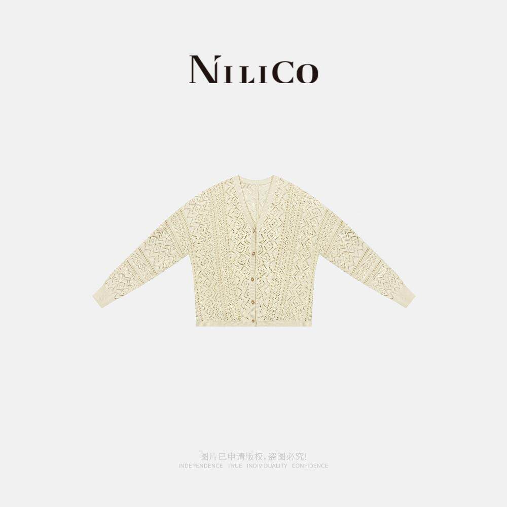 NILICO【文艺气息】 100精密棉时尚百搭设计感镂空长袖开衫