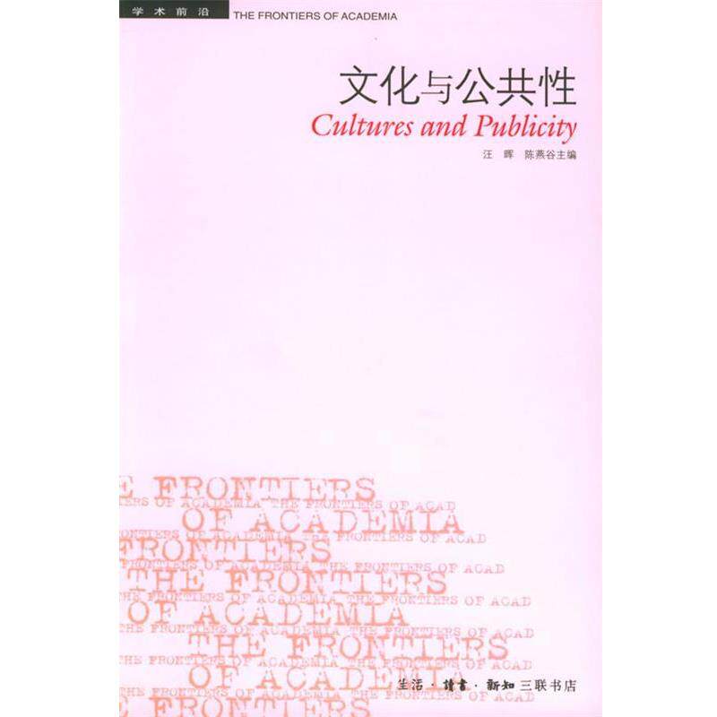 【正版书籍】 文化与公共性—学术前沿 汪晖,陈燕谷 主编 生活·读书·新知三联书店